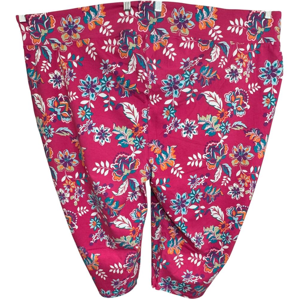 Sport Savvy Regular Printed Jersey Capri Pink Floral 5X Stretch Legging - Picture 9 of 14
